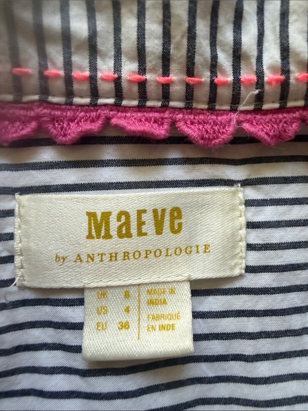 Anthropologie Maeve Floral Sequin Top with Pink TrimBoho Chic Trendy Style Size - Picture 9 of 9